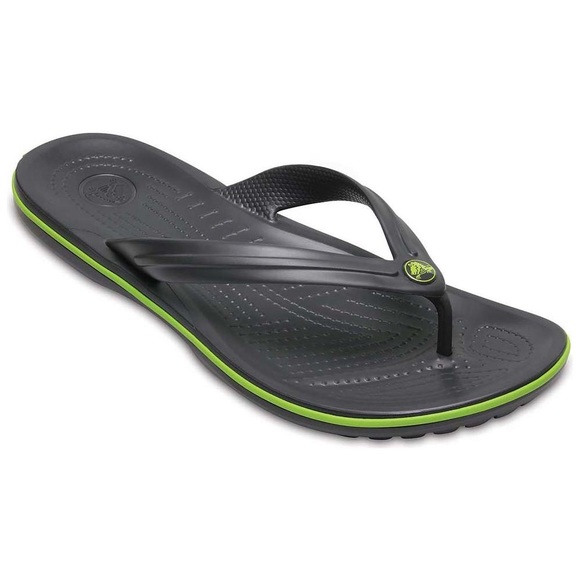 Crocs Crocband Flip Flops in Graphite/Volt Green - Picture 1 of 10